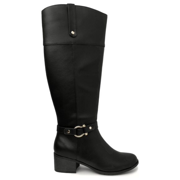 Karen Scott Vickyy Black Vegan Knee-High Block Heel Riding Boots Size 6.5 - Picture 9 of 10